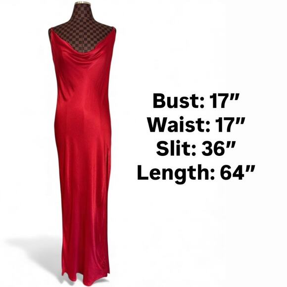 Meshki Jade Cowl Neck Backless Red Maxi Slip Dress Size XXL Goddess Glam Formal - Picture 9 of 15